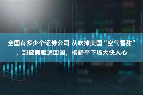 全国有多少个证券公司 从吹捧美国“空气香甜”,到被美驱逐回国,杨舒平下场大快人心